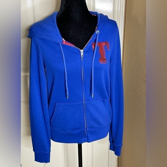 Texas Rangers PINK by Victoria's Secret Women's Full-Zip Jacket Hoodie Medium  - Picture 6 of 14